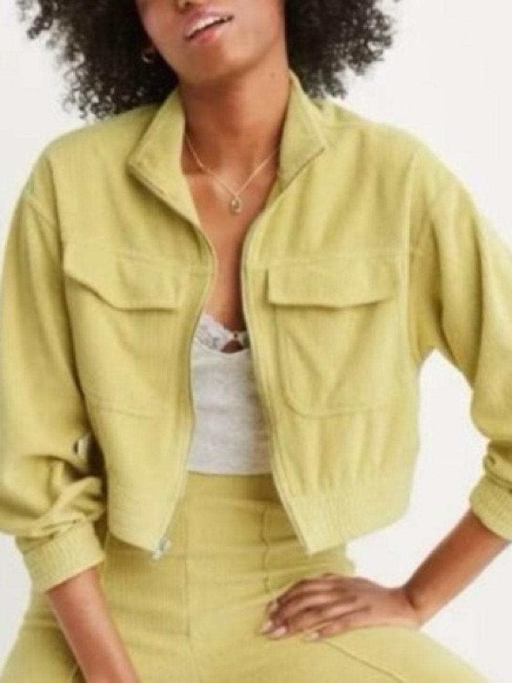 Aerie Groove-On Velour High Waisted Flare Pant and Cropped Zip Front Jacket Set - Picture 3 of 16